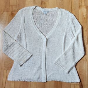 Liz Claiborne White Knit Cardigan, Medium